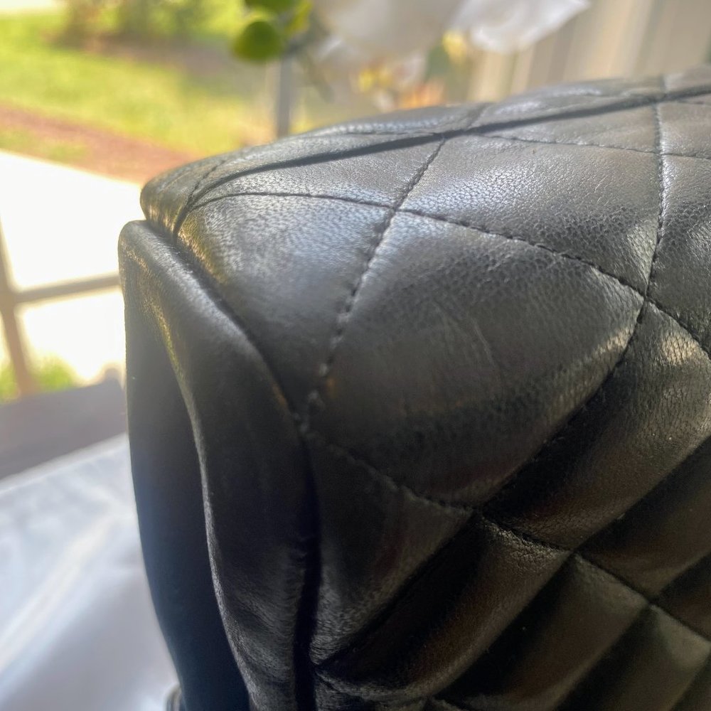 CHANEL 🔥CC Logo Matelasse Chain Shoulder Tote Bag Leather Black - Picture 4 of 16